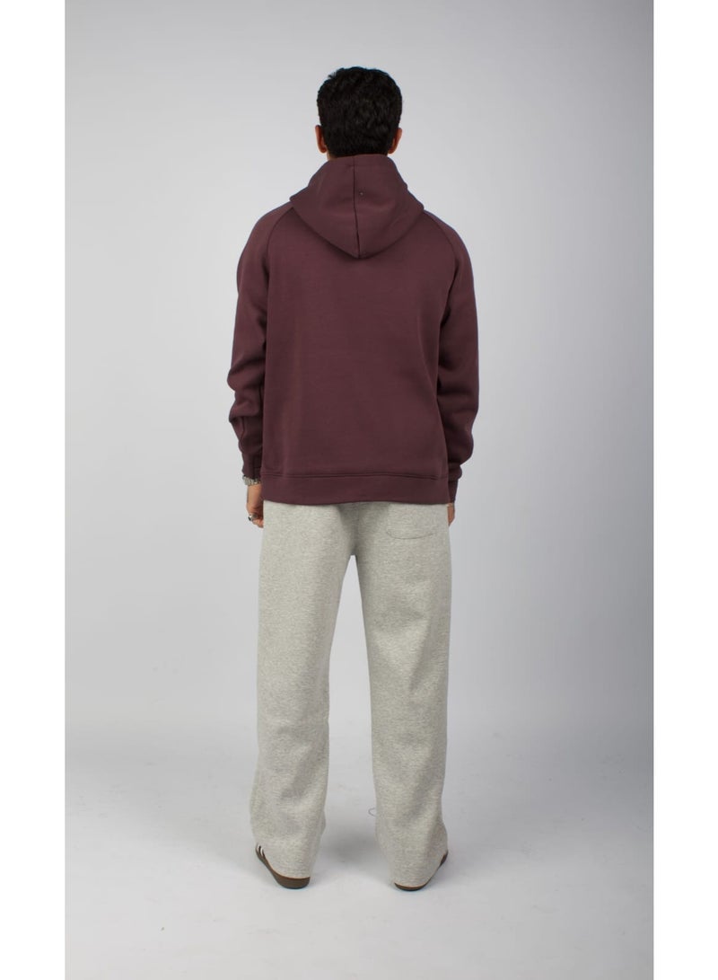 Red Planet A distinctive and elegant burgundy fleece hoodie with a finger hole. - Image 2